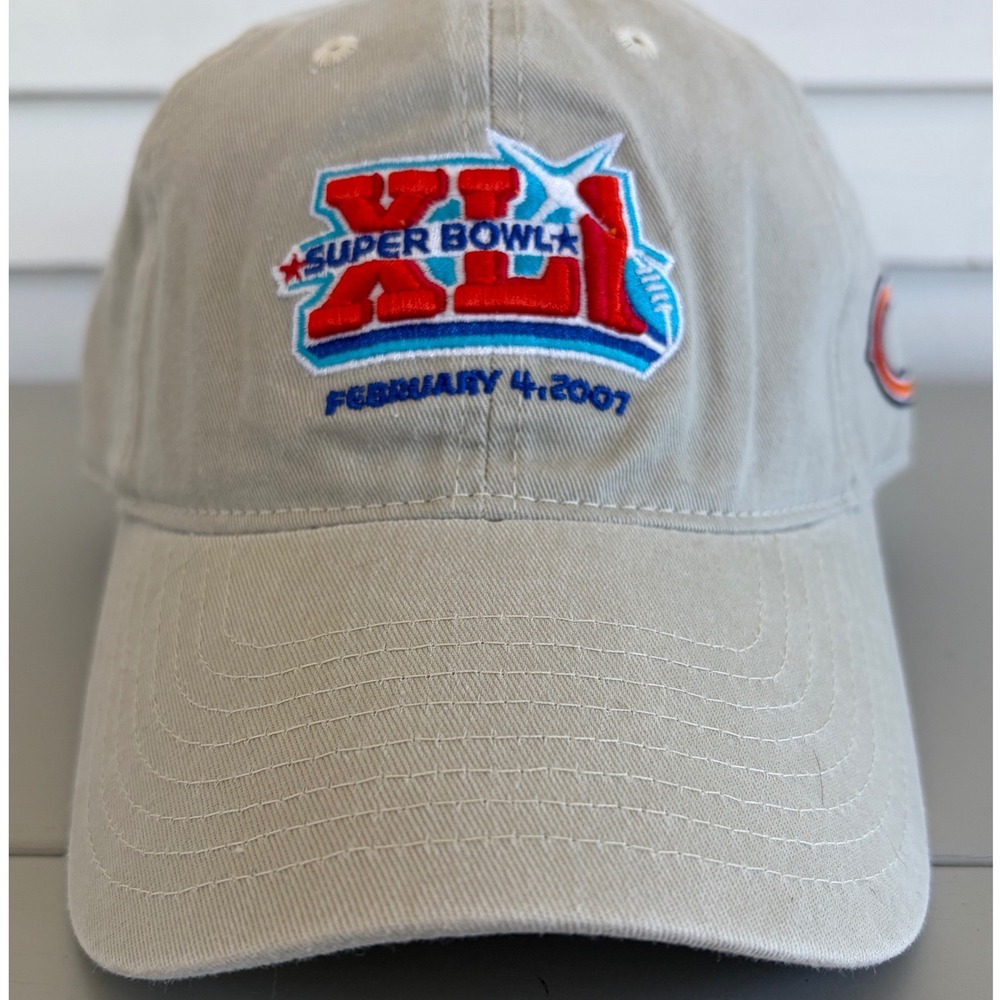 Reebok NFL Super Bowl XLI Chicago Bears Hat Tan Adjustable Strapback Cap 2007